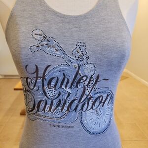 ↗️Harley-Davidson Silver Embellished Tank Top